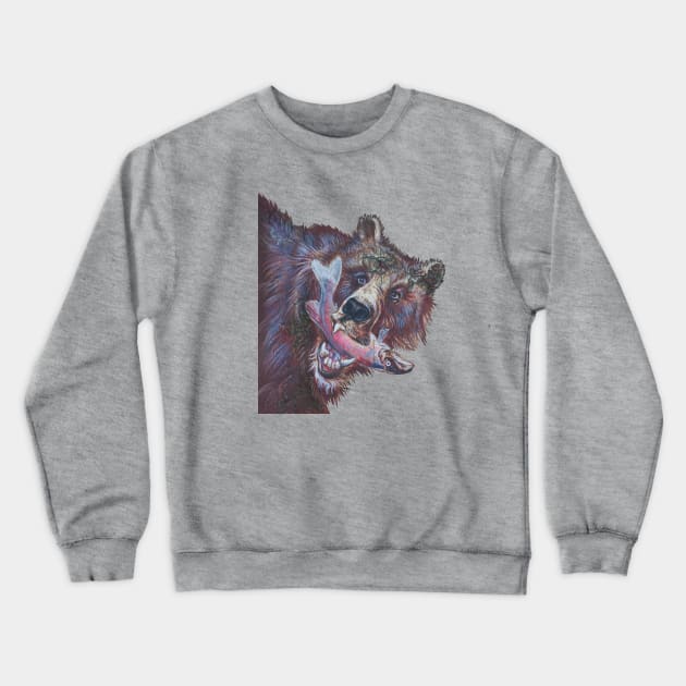 Majestic Alaskan Bear with Fresh Catch - Wildlife Art Crewneck Sweatshirt by Vlad